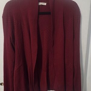 Retrology Ladies Medium Deep Red Open-Front Cardigan
